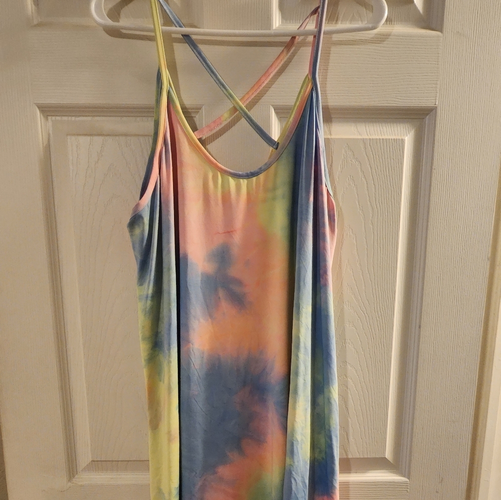 Crisscross back tie dye dress